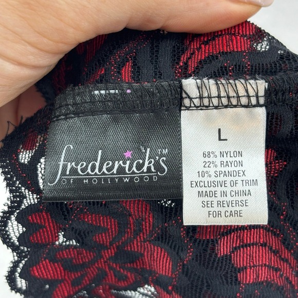 Frederick's of Hollywood Lace Bralette L Black Red Floral Whimsigoth Dark Fairy - Picture 8 of 8